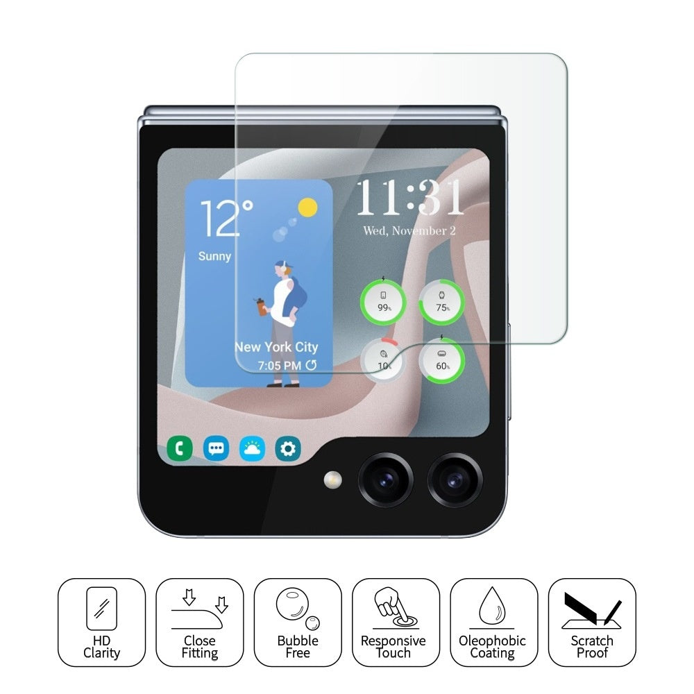 Película de vidro temperado de alta definição para tela externa, compatível com Samsung Galaxy Z Flip7 W25 FLIP, com proteção anti-espionagem.