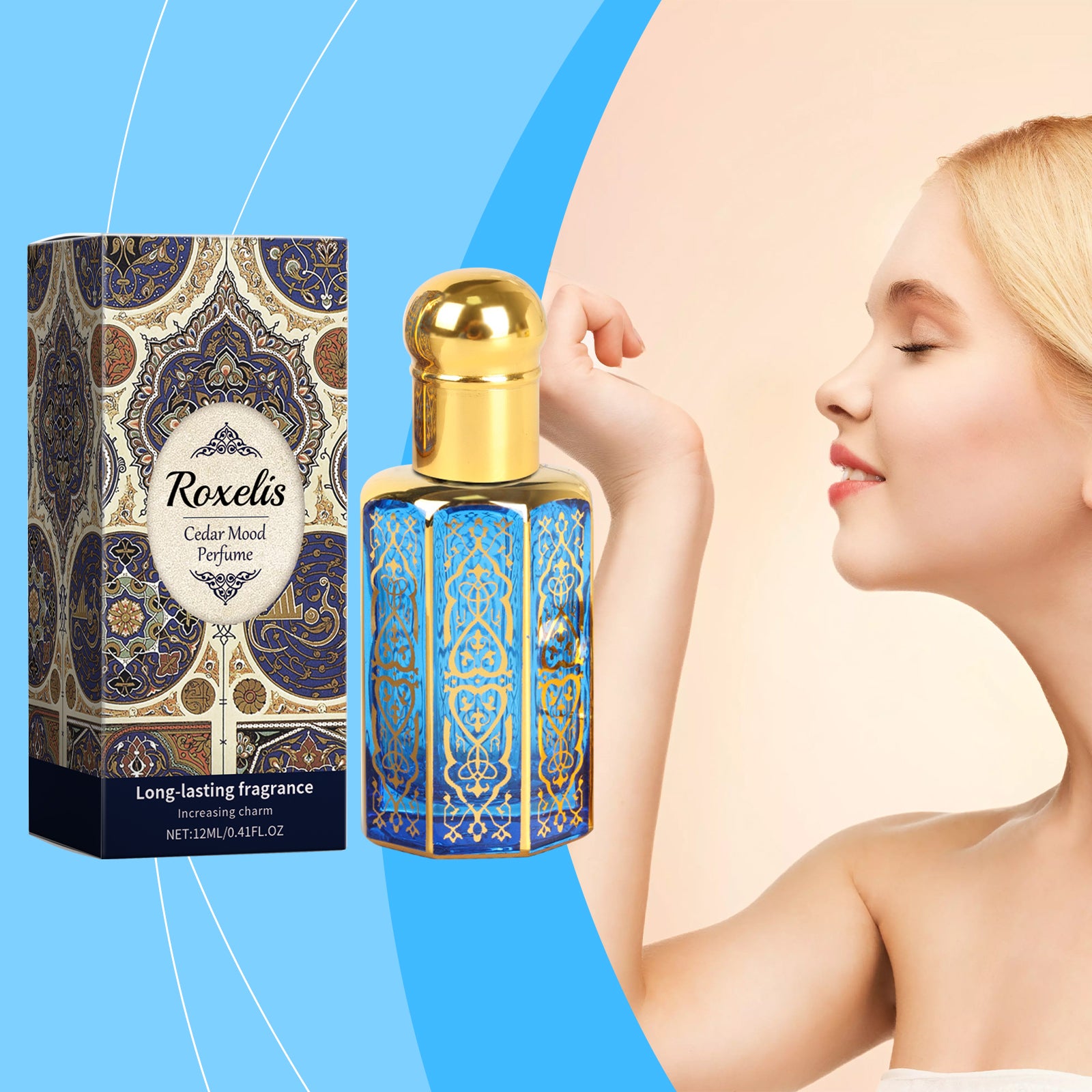 Roxelis Cedar Arabian Fragrance: Com fragrância suave e duradoura, exala um charme delicado e é um perfume portátil perfeito para encontros românticos.