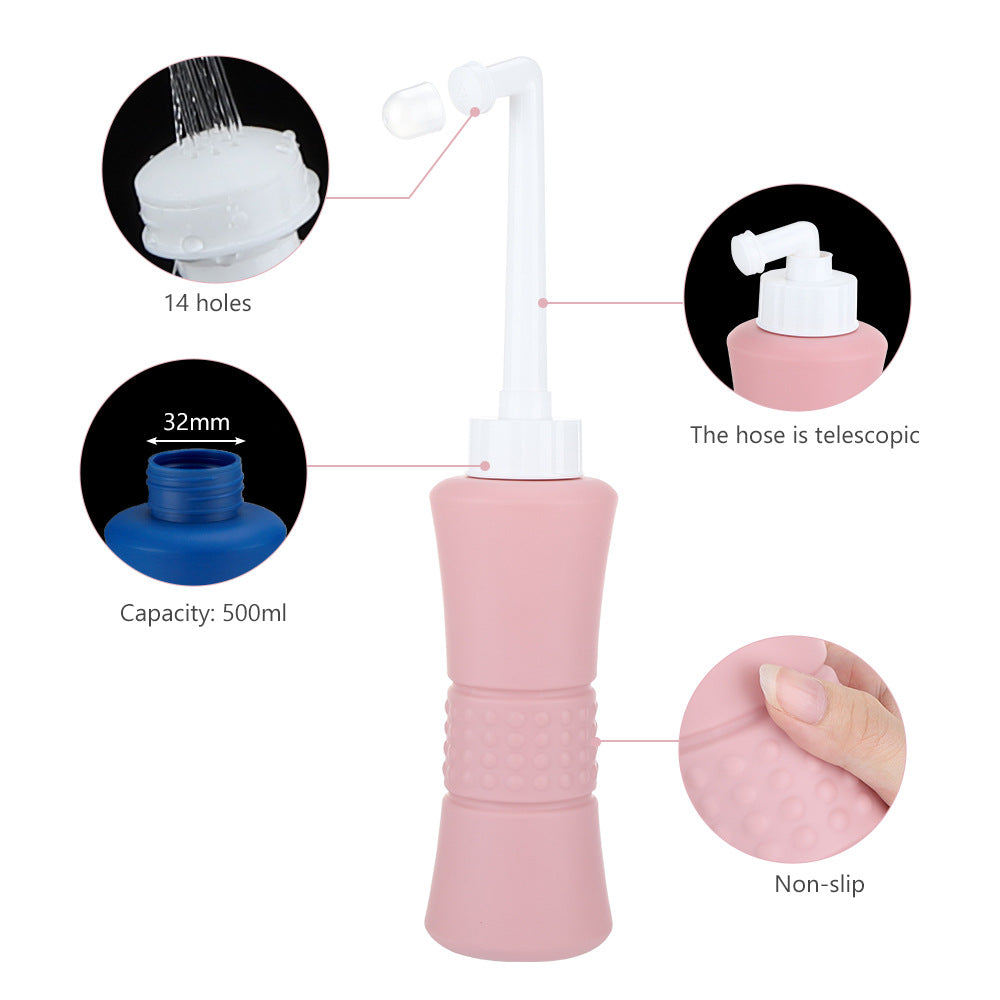 Irrigador portátil de 500ml para limpeza da região íntima feminina. Maintenance Personal Hygiene Gynecological Cleaning Protective Equipment