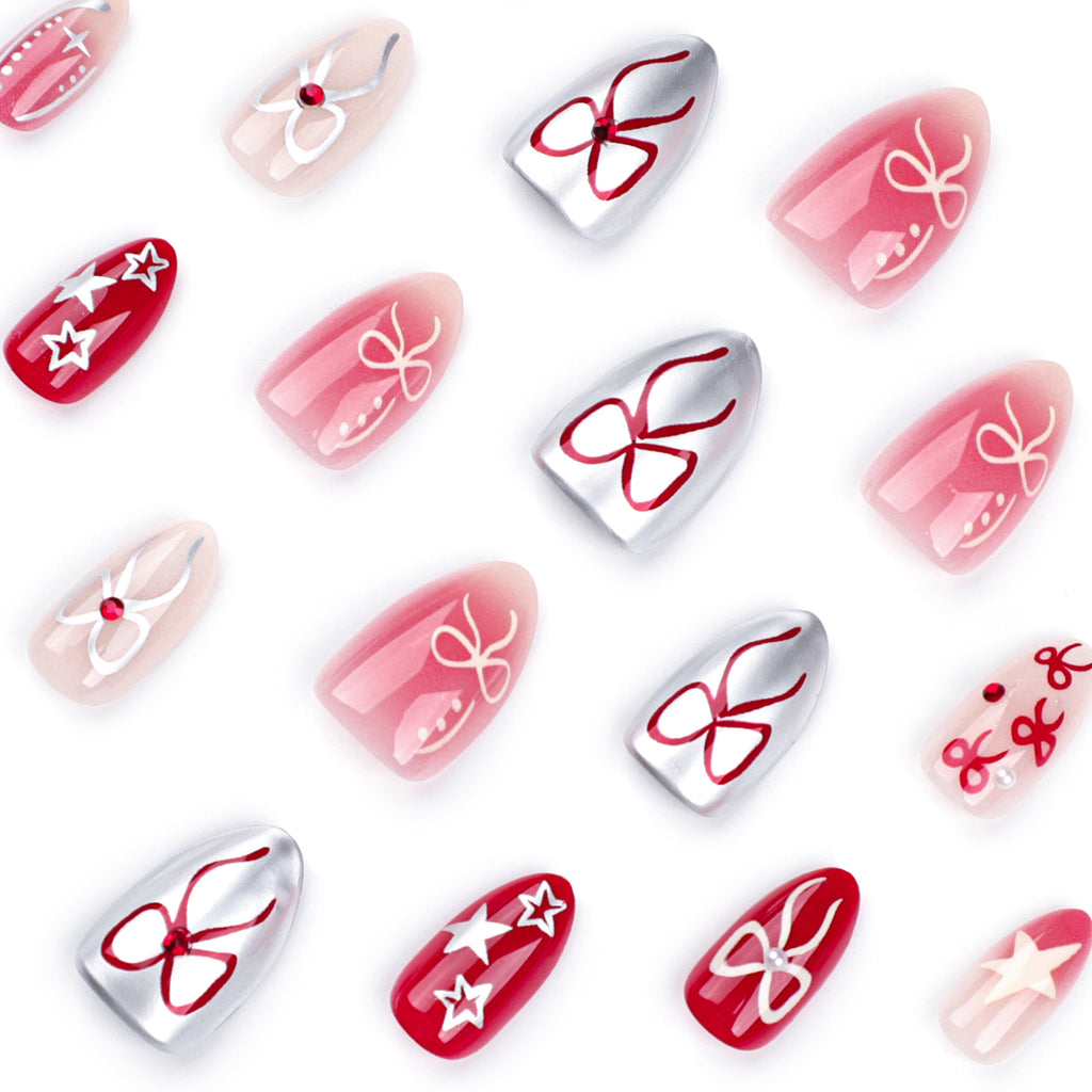 Unhas postiças populares na Europa e nos Estados Unidos, com design de unhas cruzadas, brilhantes e com efeito diamante.
