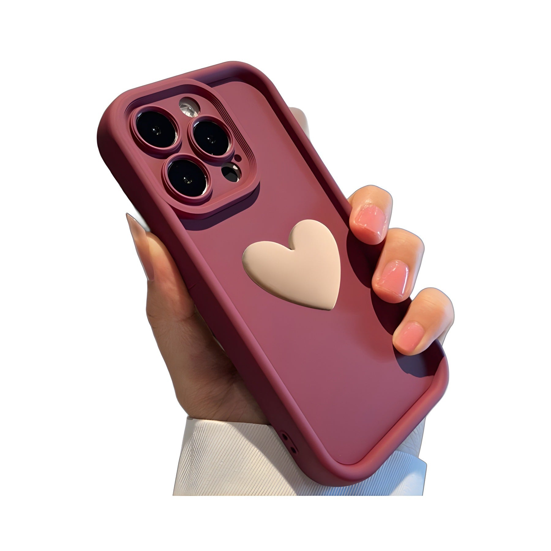 Capa protetora 3D Love para iPhone 15, compatível com Apple Phone, acabamento fosco e confortável para a pele, compatível com iPhone 14 Pro Max, com lente inclusa.