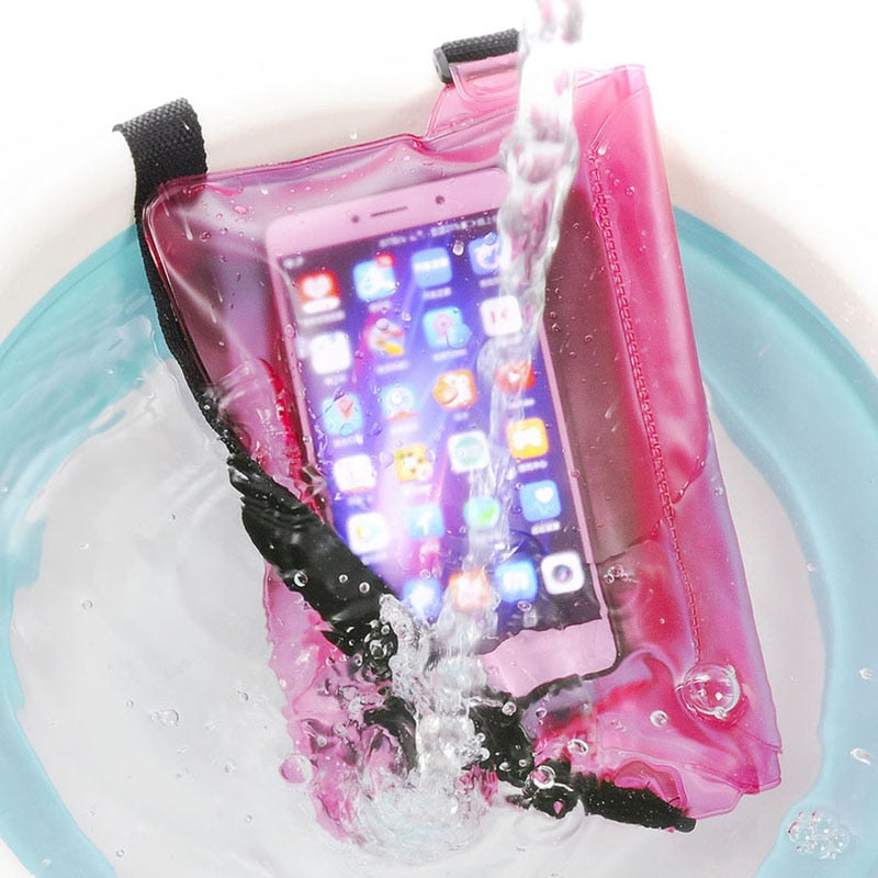 Bolsa impermeável para natação, esqui aquático, mergulho, ombro e cintura, capa protetora para celular subaquática para praia e barco.