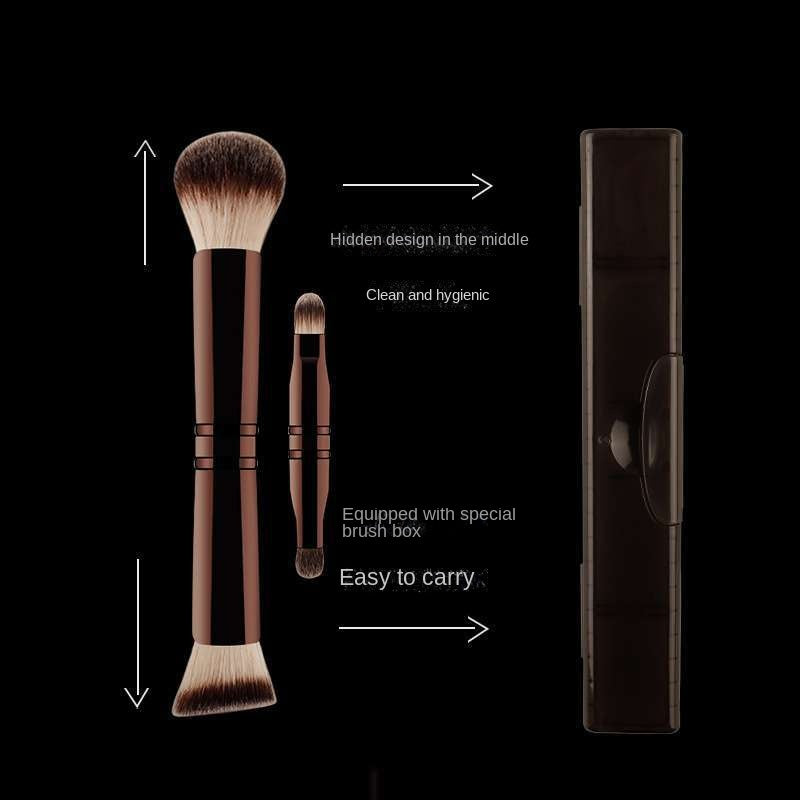 Pincel de maquiagem multifuncional oculto de quatro cabeças HG, pincel para pó, pincel para blush