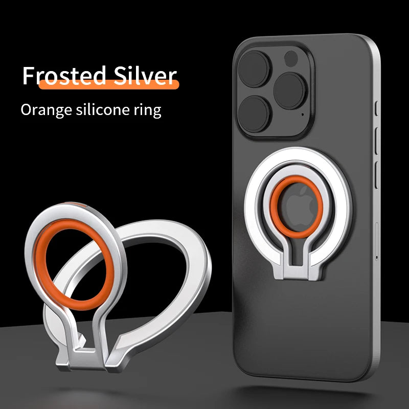 Suporte de anel giratório para celular com fixação magnética, adesivo traseiro e suporte para iPhone Magsafe.