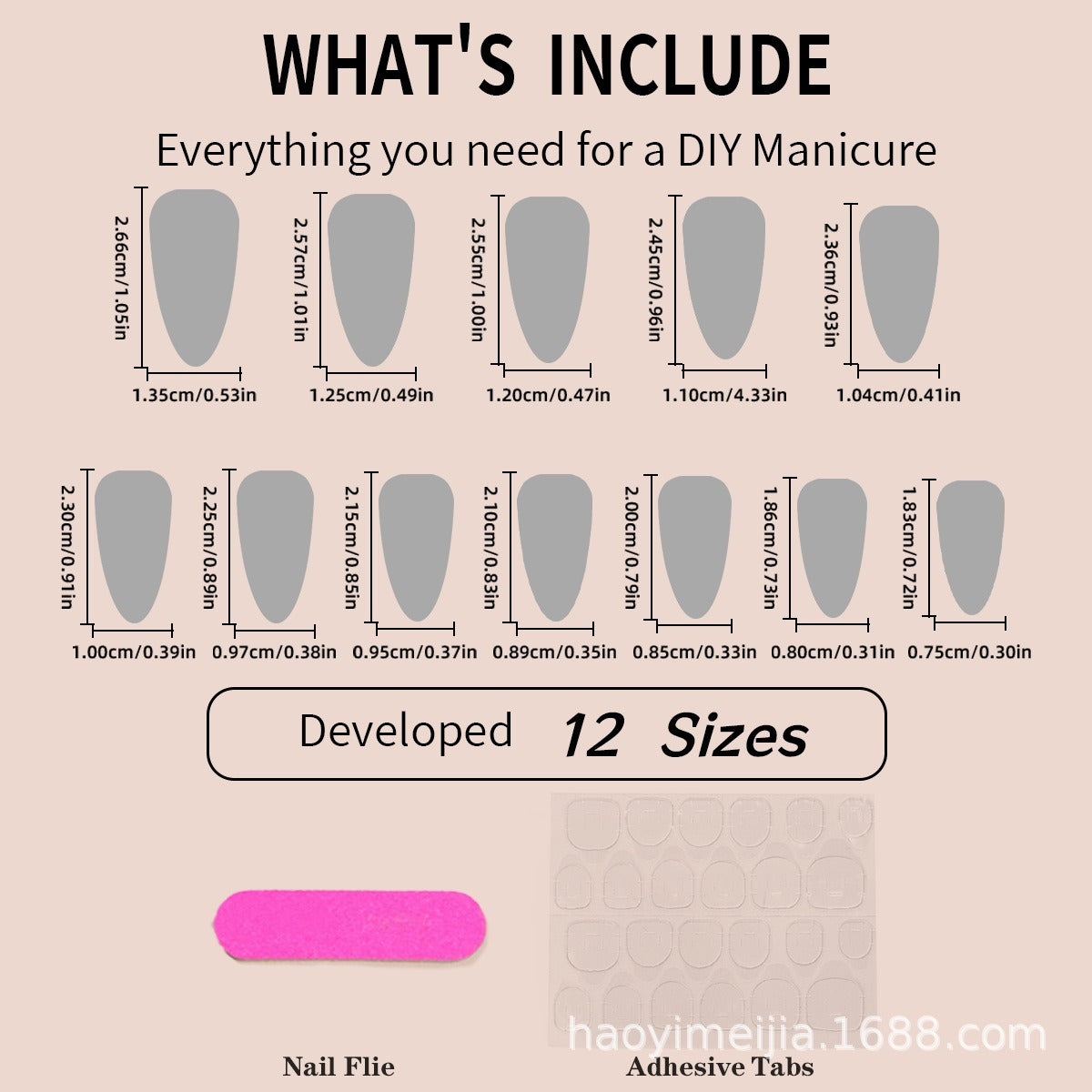 Novos adesivos de unhas postiças com glitter degradê para unhas em formato amendoado.
