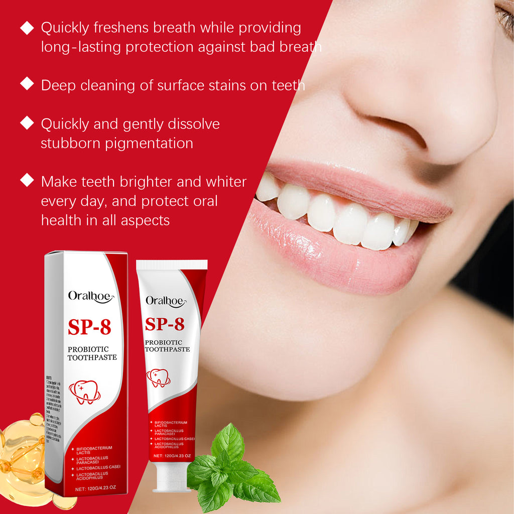 O creme dental Oralhoe Mint Cleaning limpa suavemente a sujeira e remove o amarelamento dos dentes, proporcionando cuidado, frescor e fragrância duradouros.