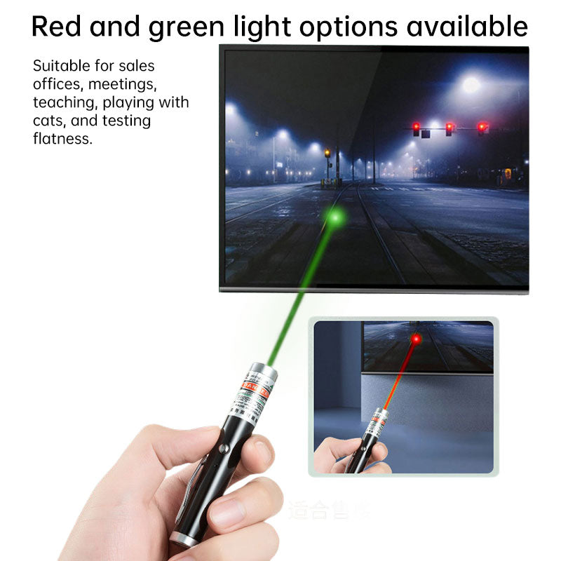 Mini ponteiro laser verde 2 em 1 destacável com suporte de lâmpada portátil, foco visível para caça, ensino e apresentações.