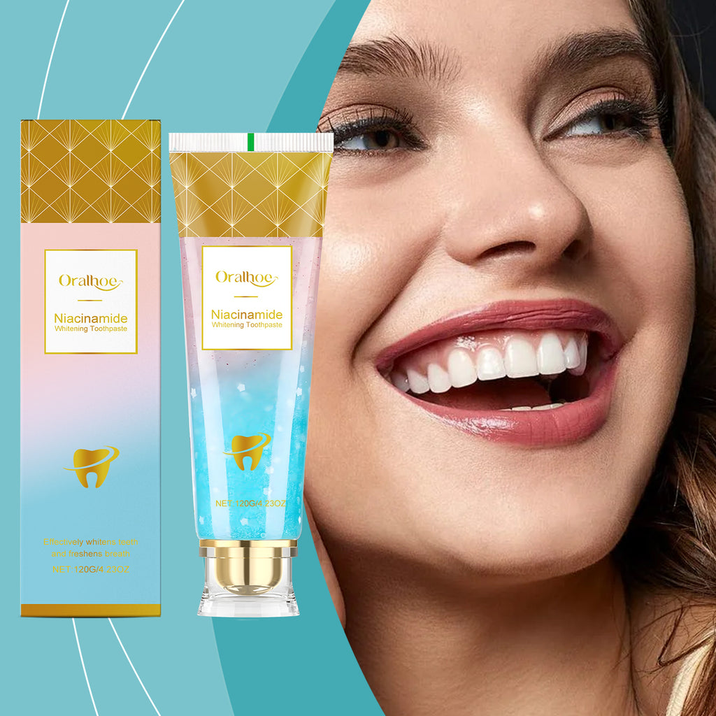 Creme dental clareador Oralhoe, suave para uso diário, que remove manchas, clareia, refresca e reduz o mau hálito.