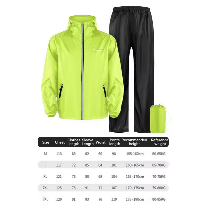 Conjunto de chuva ultraleve unissex - Jaqueta e calça impermeáveis e leves, ideal para atividades ao ar livre no verão, como pesca e ciclismo.
