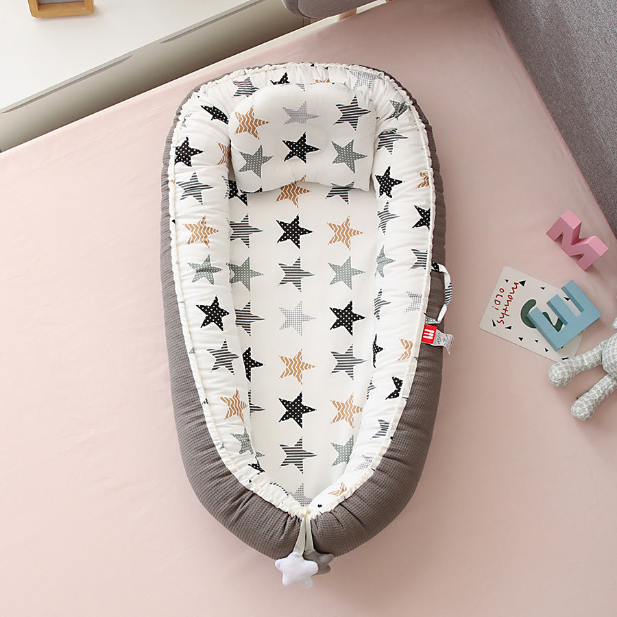 Berço portátil removível e lavável para bebês, com travesseiro para viagem.