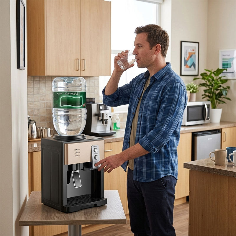 Dispensador de água elétrico de bancada, 8°C-95°C, purificador de água quente e fria para uso doméstico, na cozinha ou no escritório.