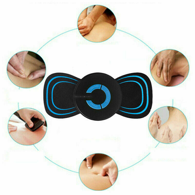 Mini massageador elétrico portátil para pescoço, ombros e costas, com adesivo vibratório para fisioterapia.