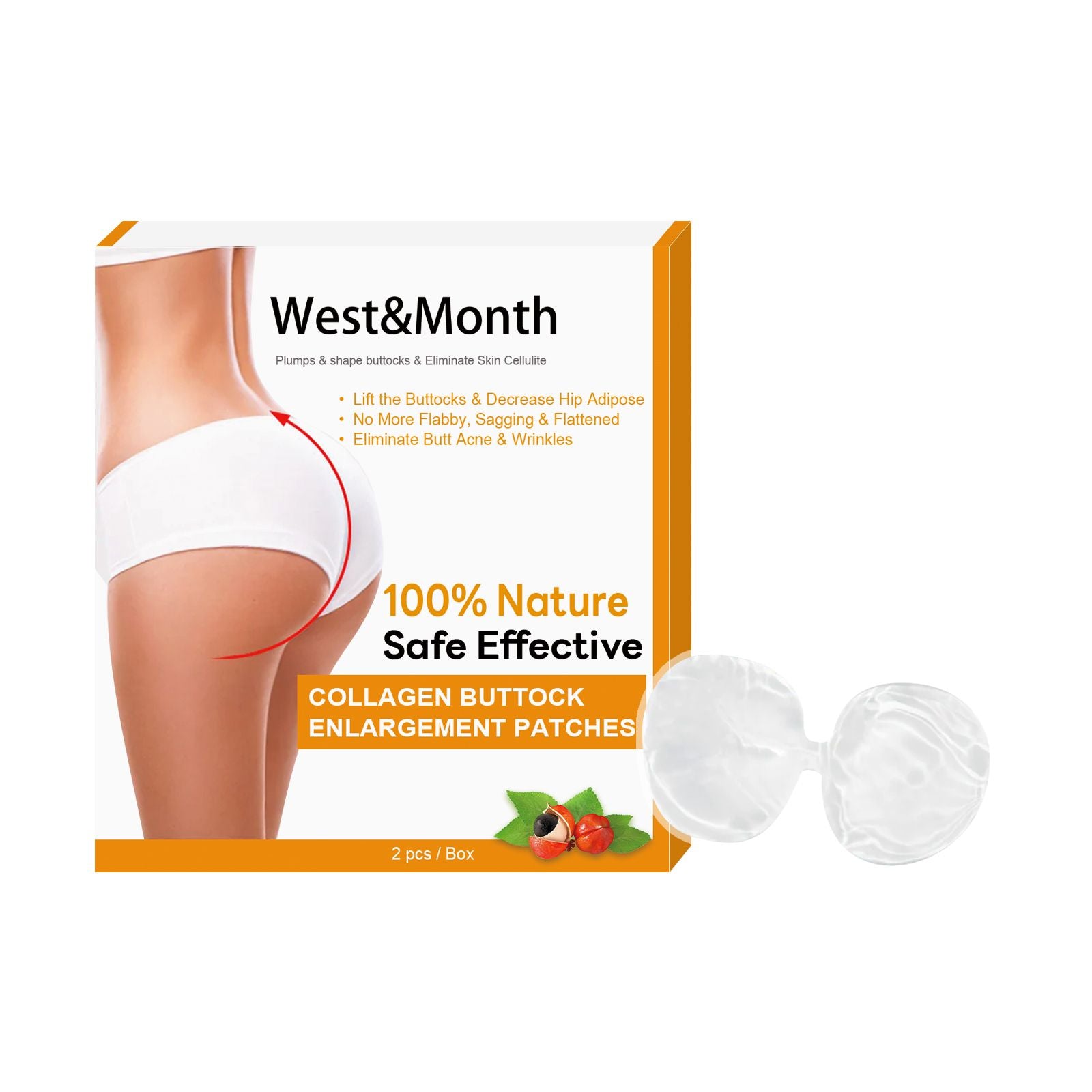 West&Month Collagen Butt Lift: Firmeza da Pele dos Glúteos, Lifting de Quadril e Lifting de Bumbum em Formato de Pêssego