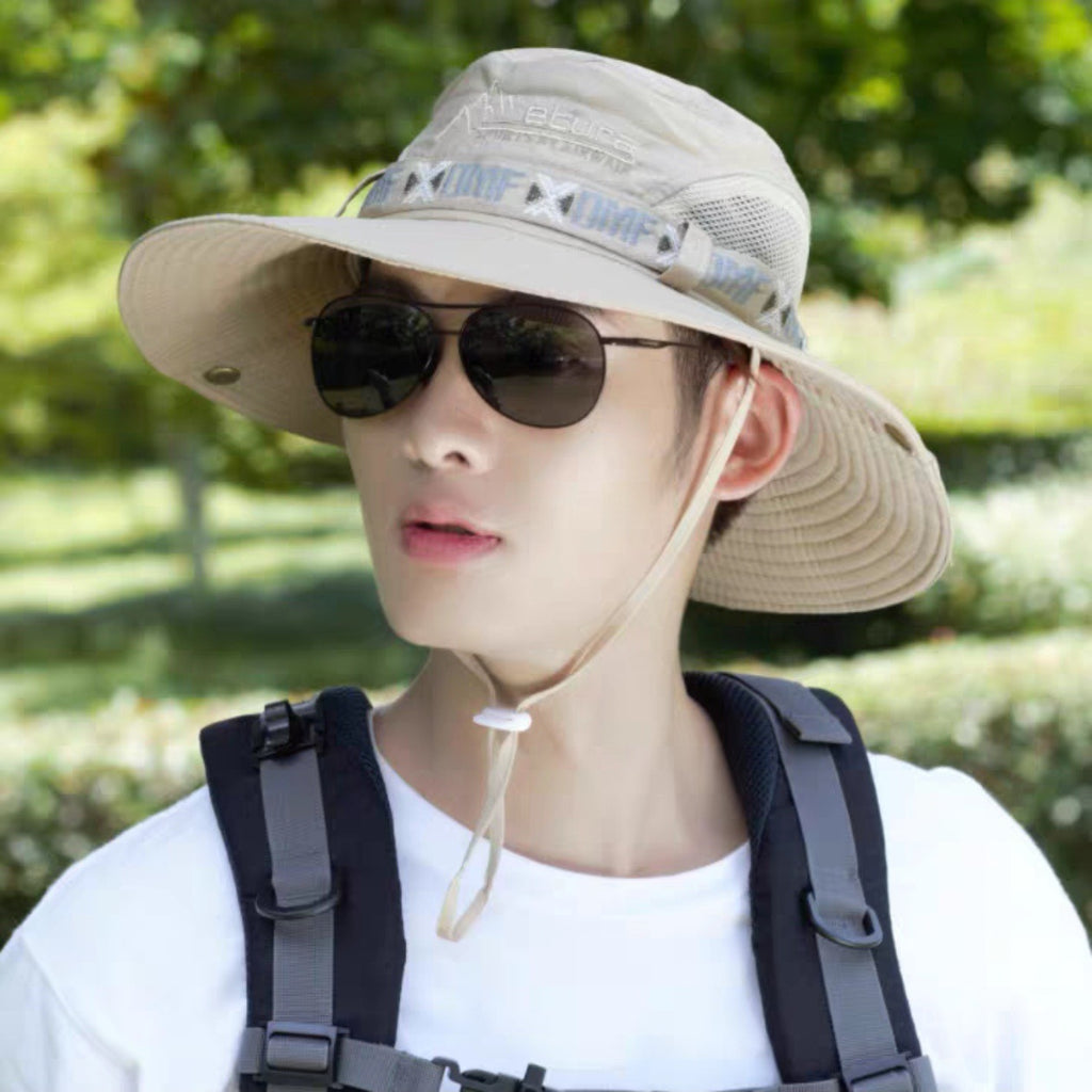 Chapéu Bucket Masculino para Proteção Solar ao Ar Livre, Aba Larga, Ideal para Pesca, Praia e Caminhadas.
