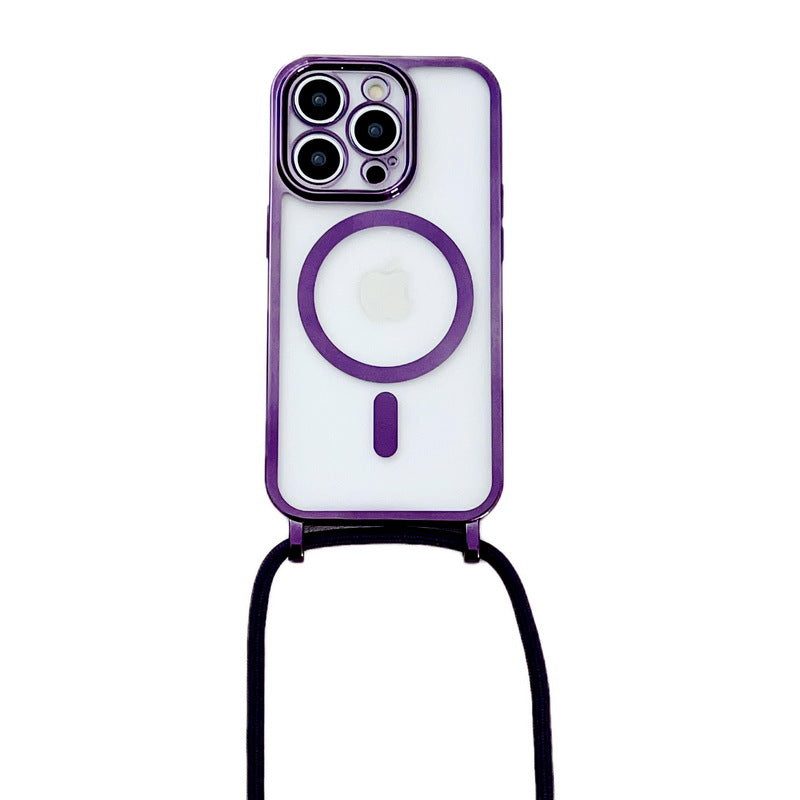 Capa protetora transparente magnética para iPhone 15 Pro, modelo transversal, resistente a impactos, compatível com iPhone 16, 15 Pro e 17.