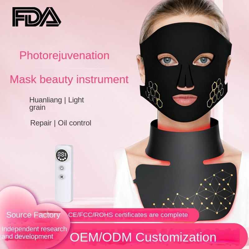 Conjunto de máscara facial de rejuvenescimento fotônico com terapia infravermelha combinada.