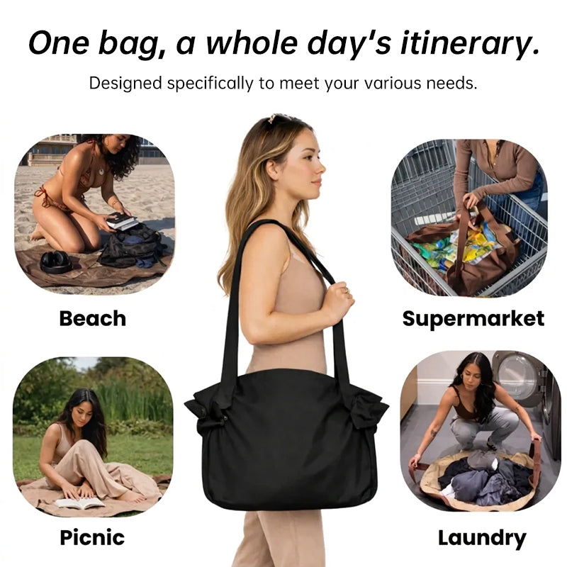 Mala de viagem dobrável + manta de piquenique - Bolsa grande e impermeável para viagens de fim de semana, academia e praia.