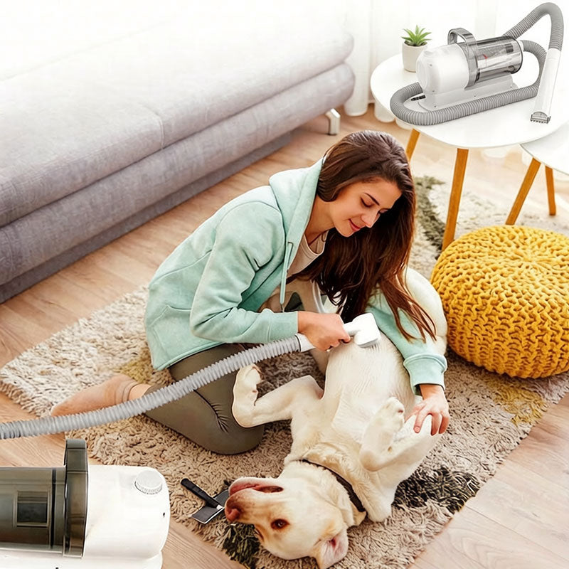 Kit de aspiração MicroData 2.5L para higiene de animais de estimação com pentes e escovas elétricas para cães e gatos | 2 em 1: remoção de pelos mortos e sucção