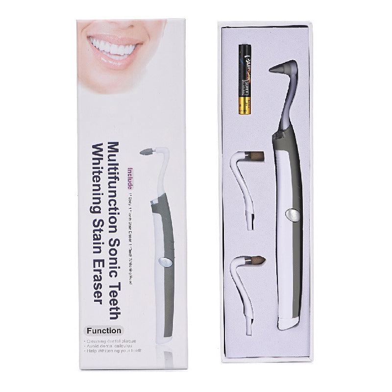 Aparelho de limpeza dental elétrico com vibração sônica e LED, para polimento e remoção da placa bacteriana.