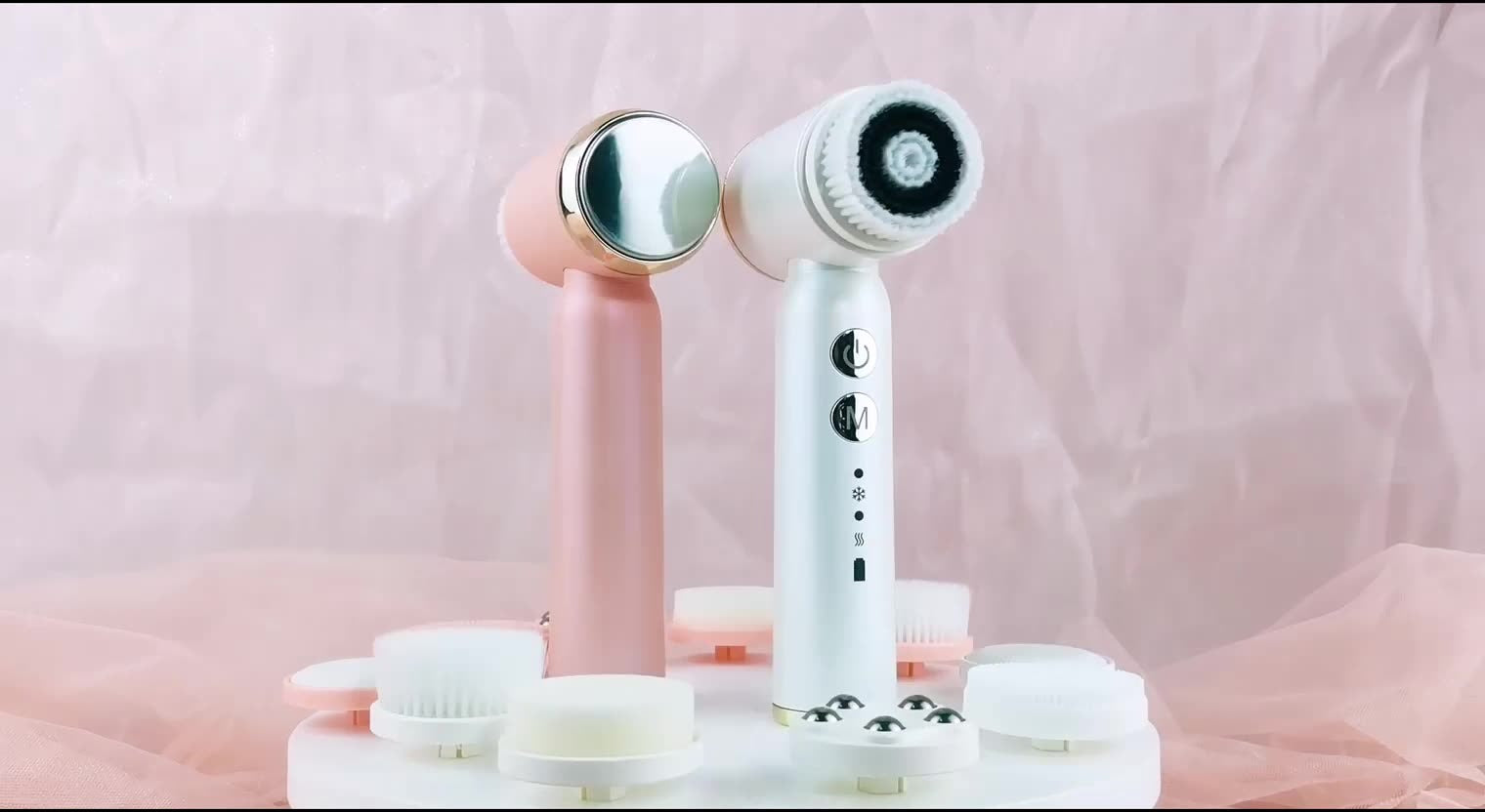 Limpador facial 6 em 1 com água quente e fria. Brush Ultrasonic Facial Cleanser Pore Cleaning Silicone Beauty Instrument