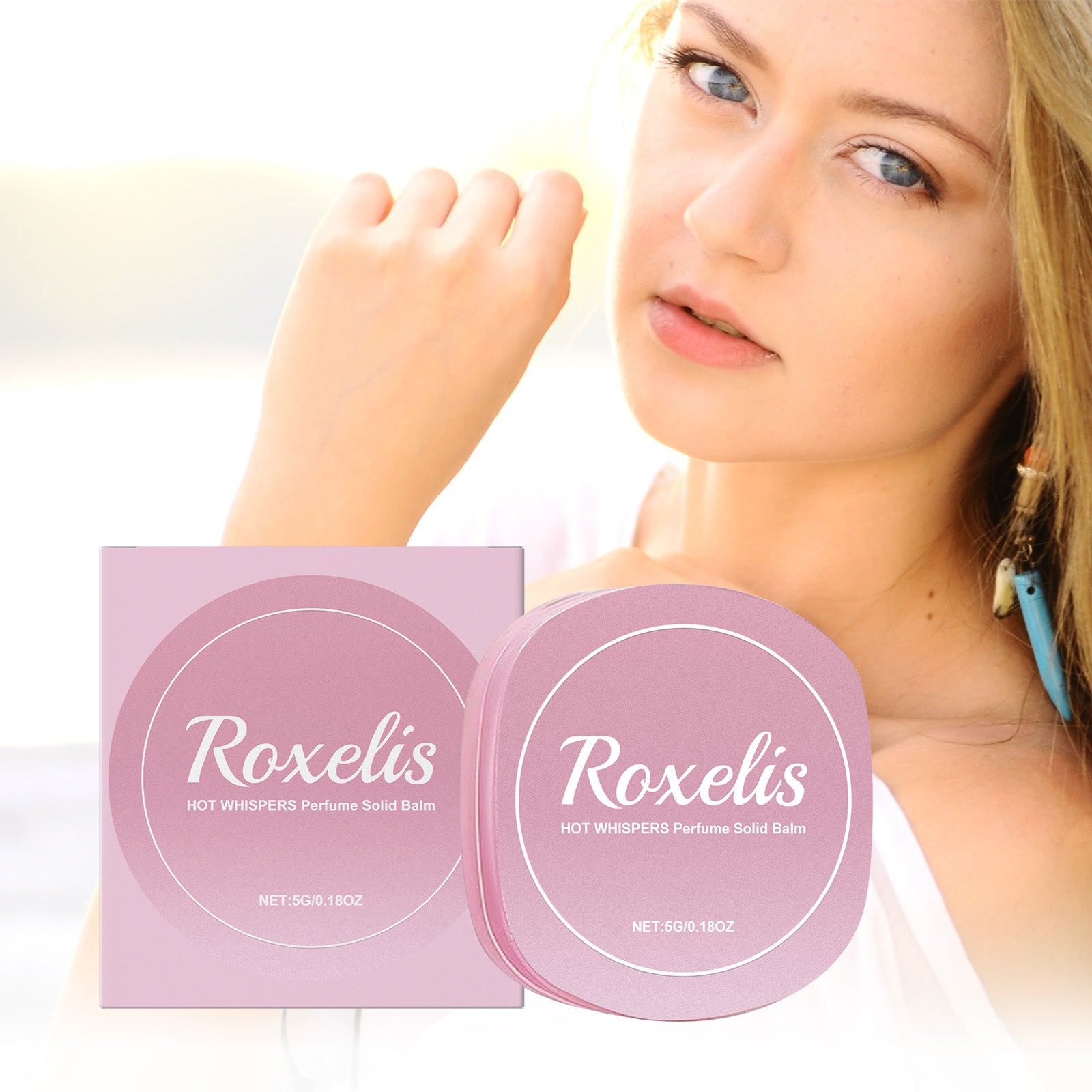 Bálsamo sólido perfumado Roxelis Rose: elegante, refrescante, sedoso e leve, ideal para levar no bolso.