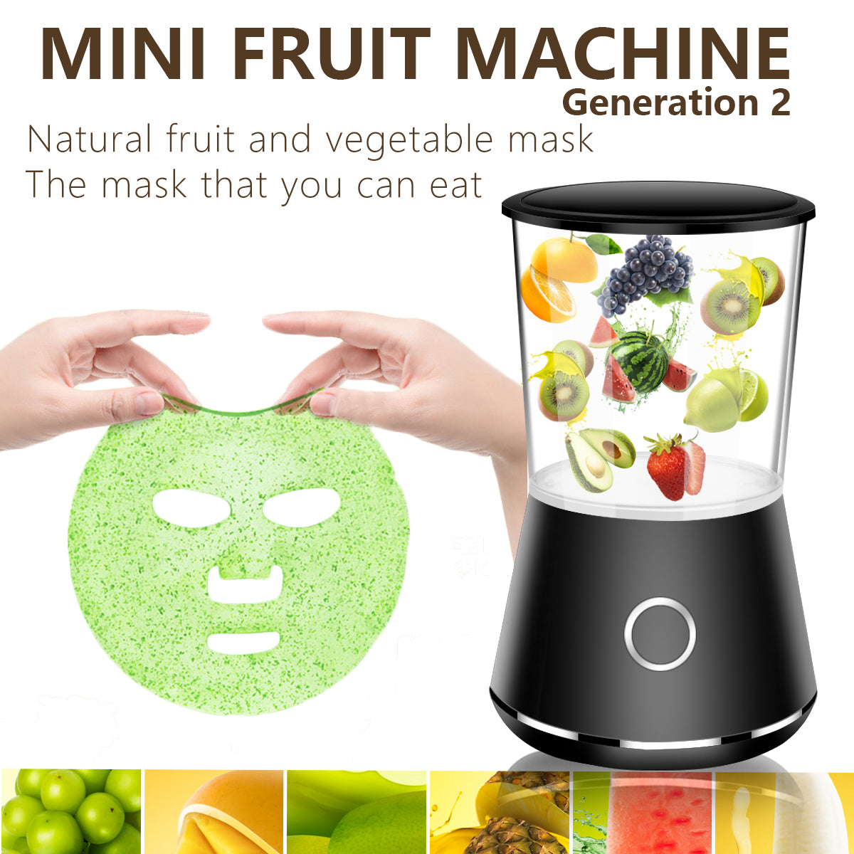 Mini Máquina de Máscara Facial, Máquina de Máscara Facial de Frutas e Vegetais, Máquina de Máscara Facial Caseira de Frutas e Vegetais, Instrumento de Beleza