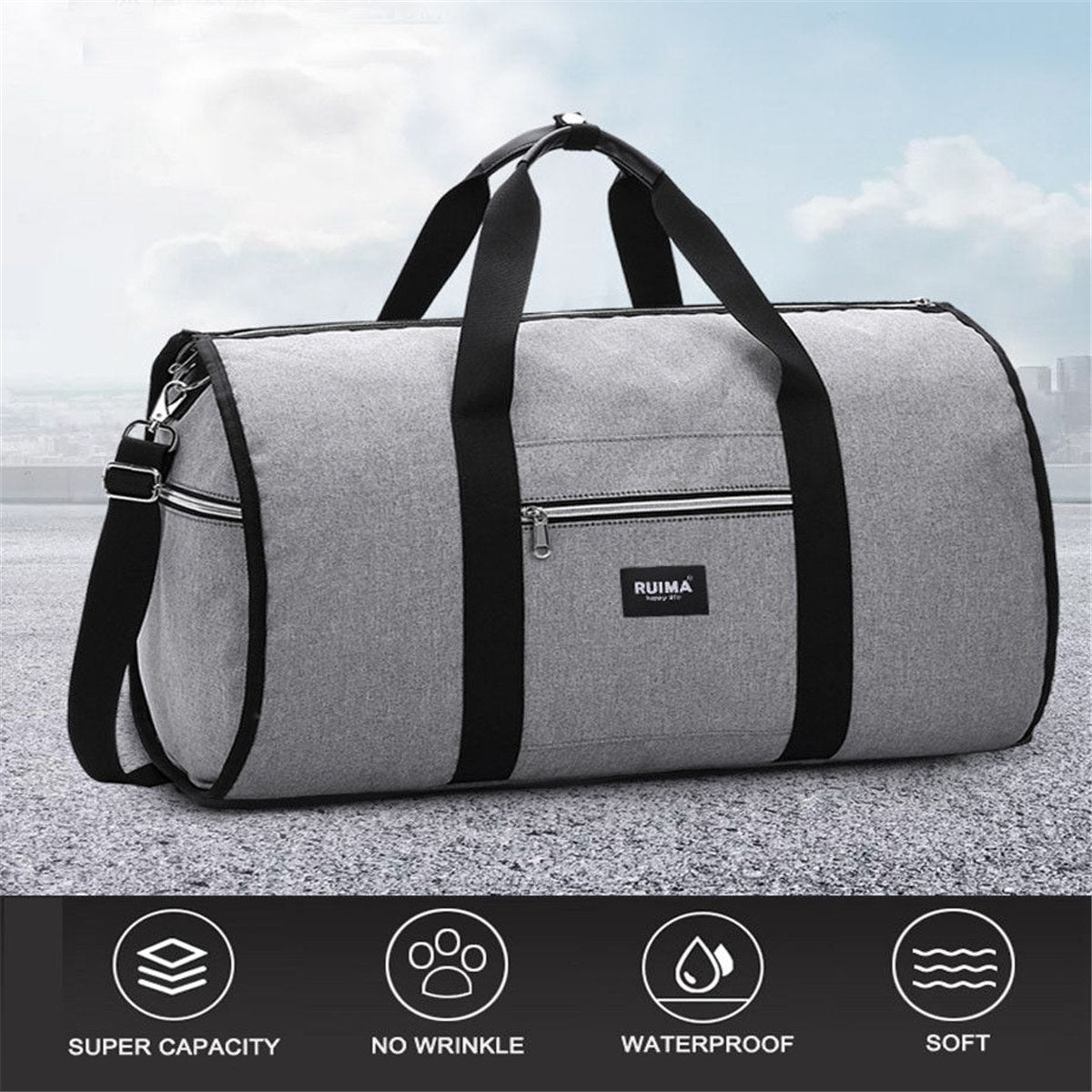 Mala de viagem impermeável, bolsa para roupas masculinas e femininas, bolsa de ombro 2 em 1, mala grande, bolsa de viagem, bolsa de mão para lazer.