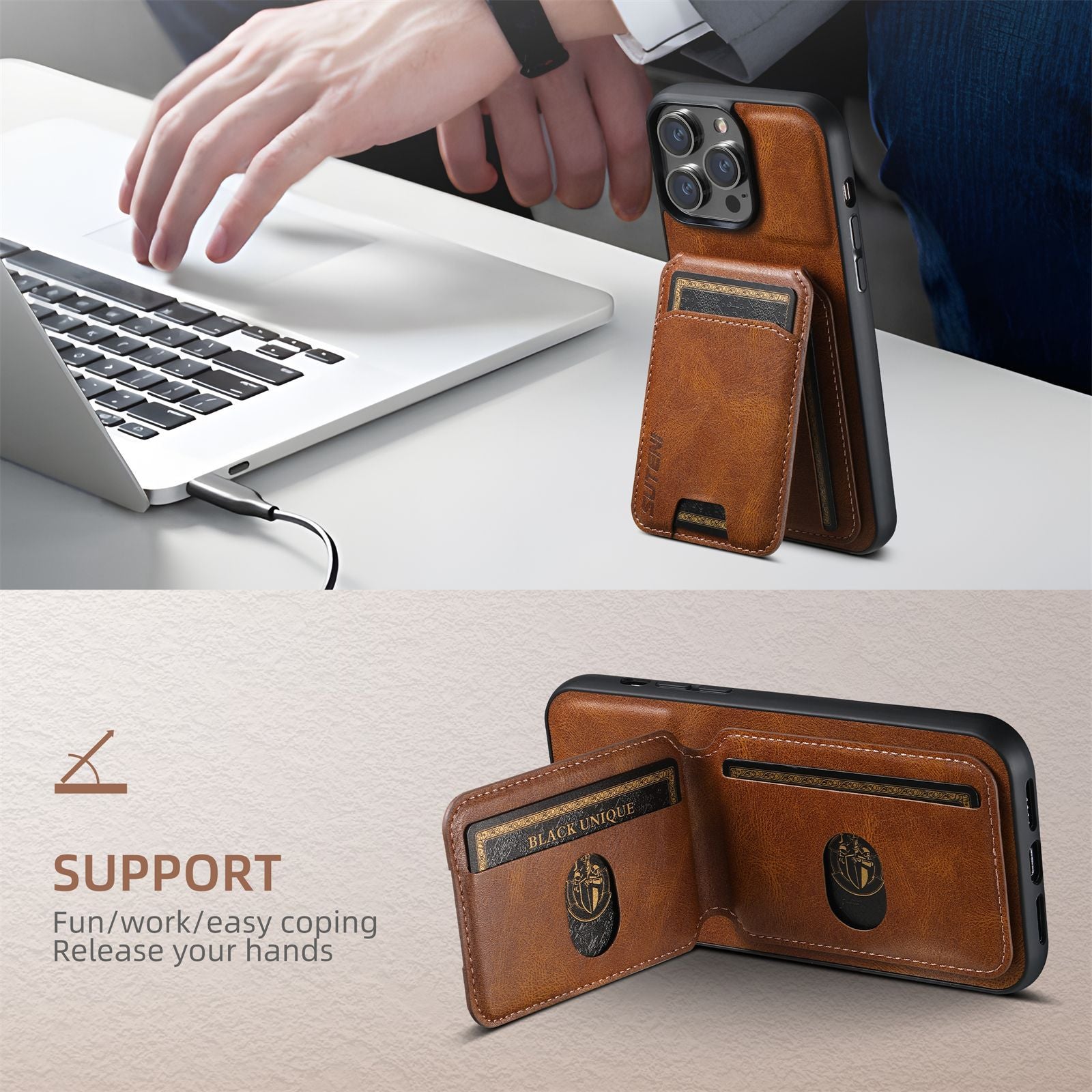 Compatível com capas para iPhone 16 Plus e Apple 14 com compartimento para cartões.