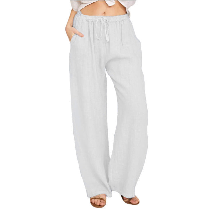 Calça reta casual folgada de pernas largas para mulheres