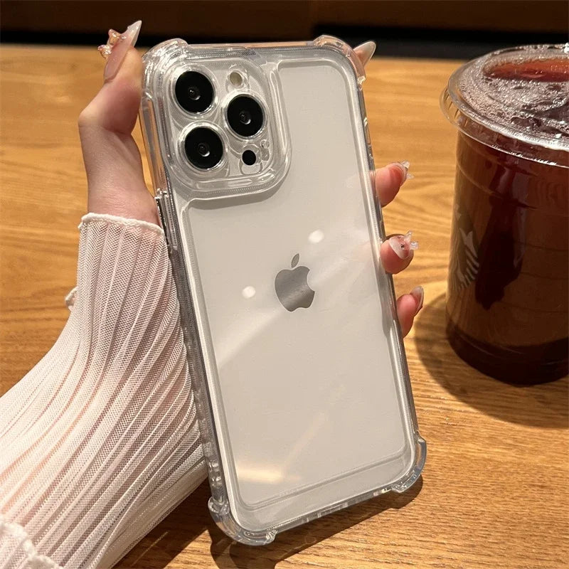 Capa de celular à prova de choque para iPhone 11 12 13 14 15 Pro Max Plus X XS XR em acrílico transparente