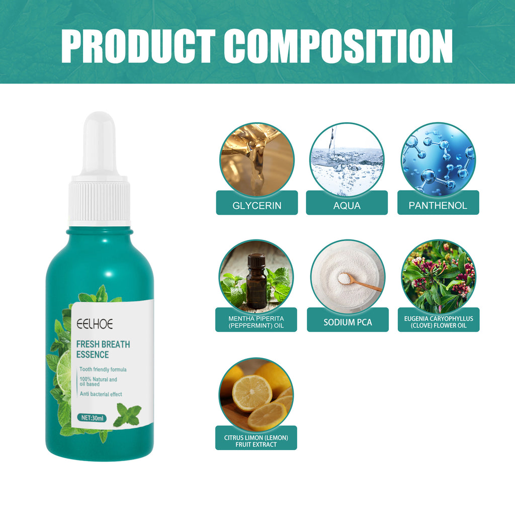 EELHOE Fresh Breath Essence, Limpa ou Mau Hálito e Deixa ou Hálito Fresco com Aroma de Menta