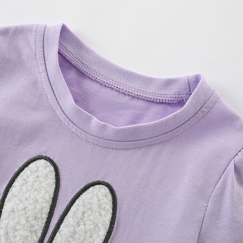 Conjunto de blusa de manga curta com gola redonda