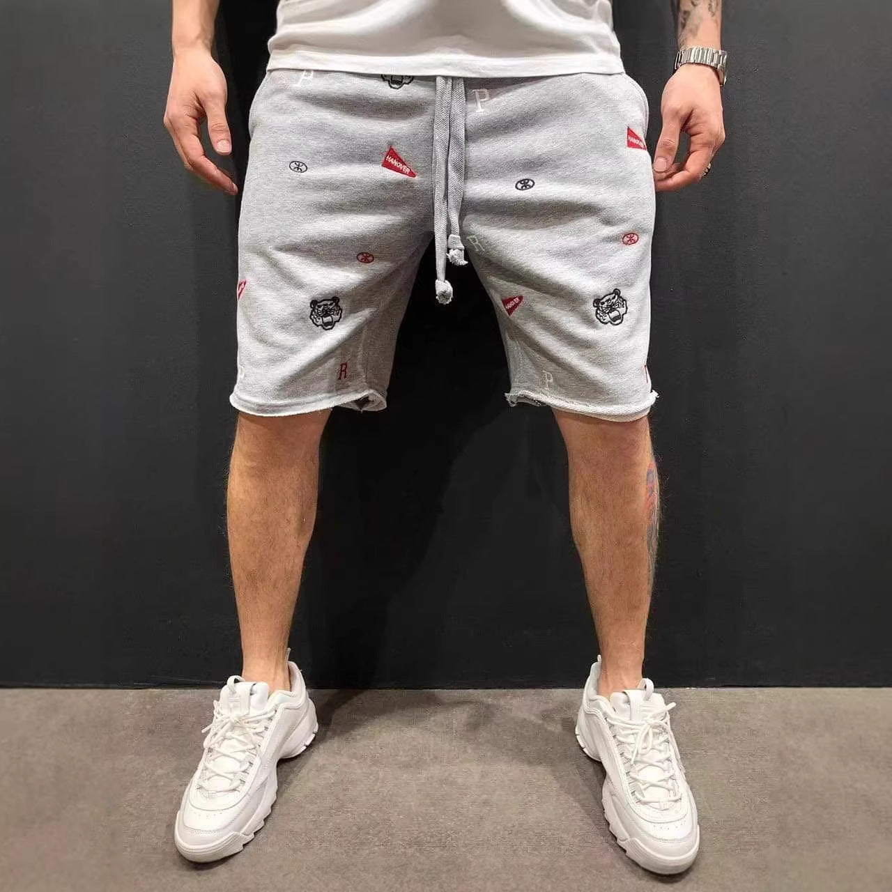 Shorts cargo masculinos casuais de verão, folgados e respiráveis, para esportes e fitness.