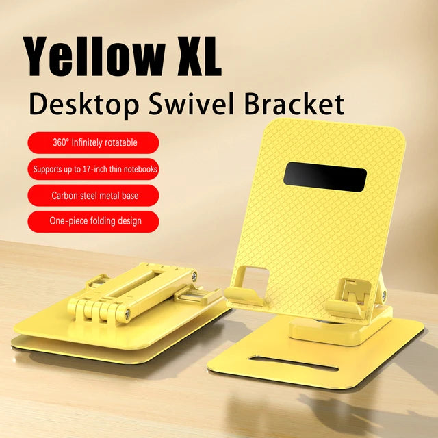 Suporte giratório de mesa com placa plana ampliada em metal, multifuncional, com elevação e dobragem.
