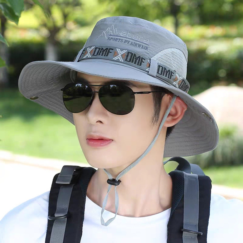 Chapéu Bucket Masculino para Proteção Solar ao Ar Livre, Aba Larga, Ideal para Pesca, Praia e Caminhadas.