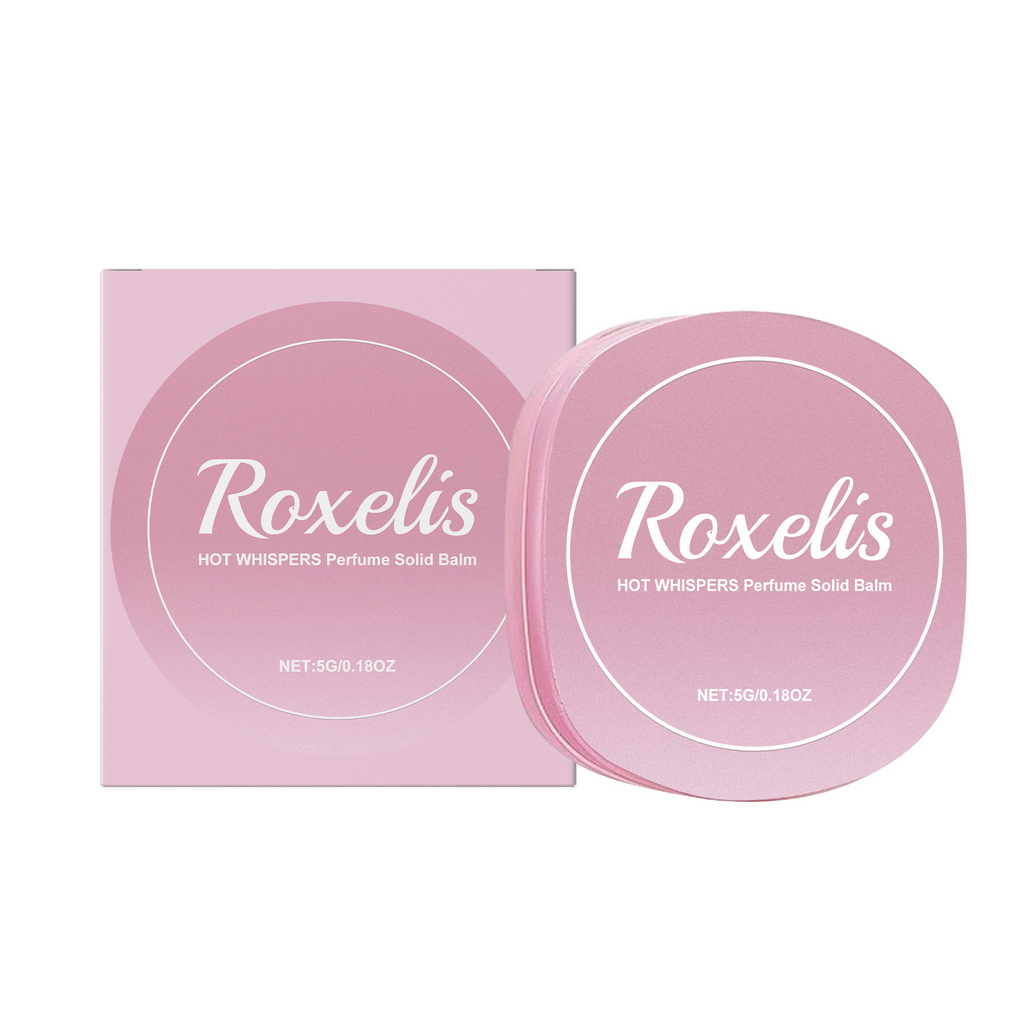 Bálsamo sólido perfumado Roxelis Rose: elegante, refrescante, sedoso e leve, ideal para levar no bolso.