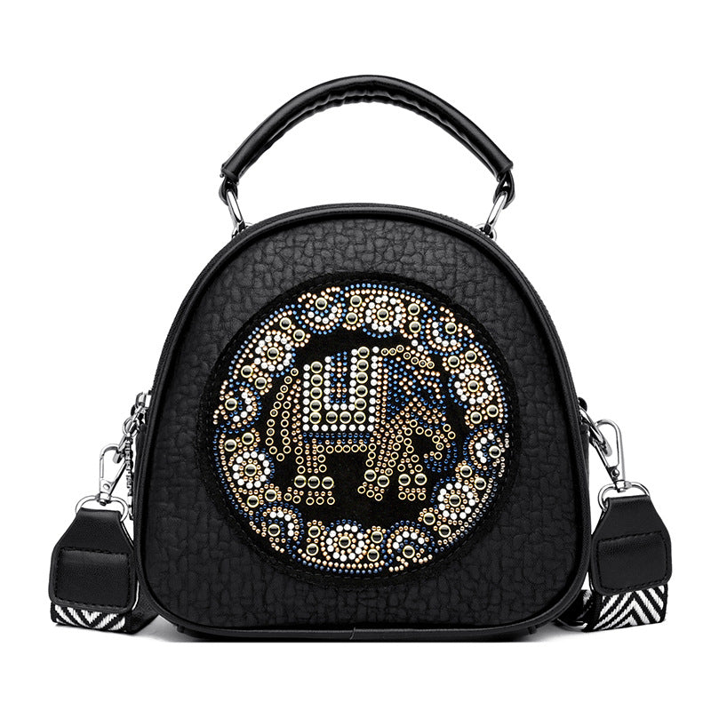 Bolsa feminina multicamadas de grande capacidade, estilo vintage, com alça transversal, ideal para uso casual no dia a dia.