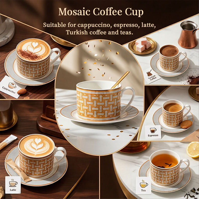 Conjunto de xícaras de café e pires em porcelana fina estilo europeu, conjunto de xícaras de chá com colheres para chá da tarde, para uso doméstico e no escritório.