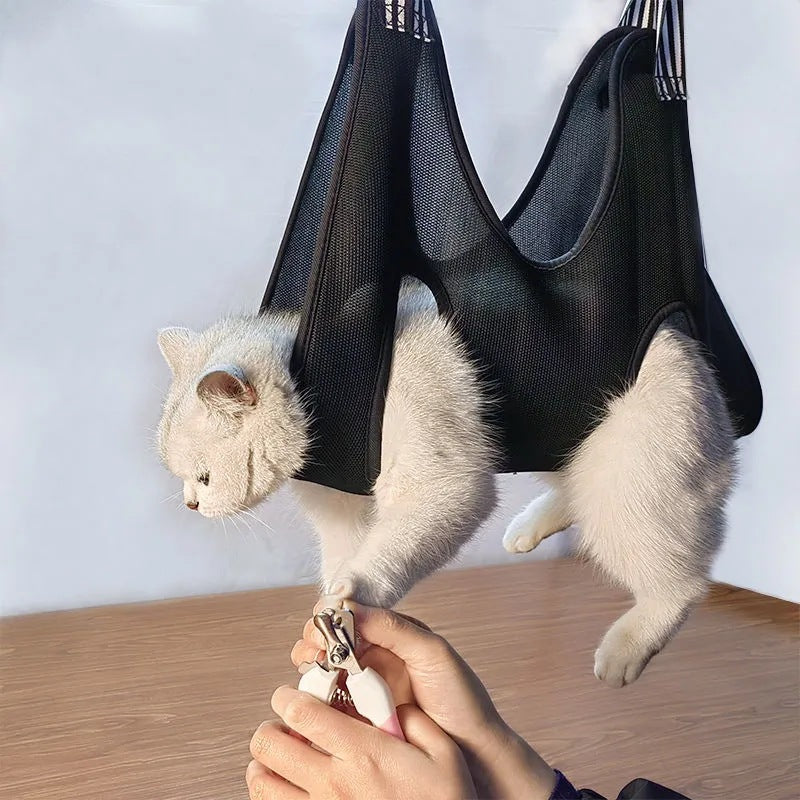 Rede para tosa de cães e gatos, cama para aparar unhas, bolsa de contenção para animais de pequeno a médio porte.