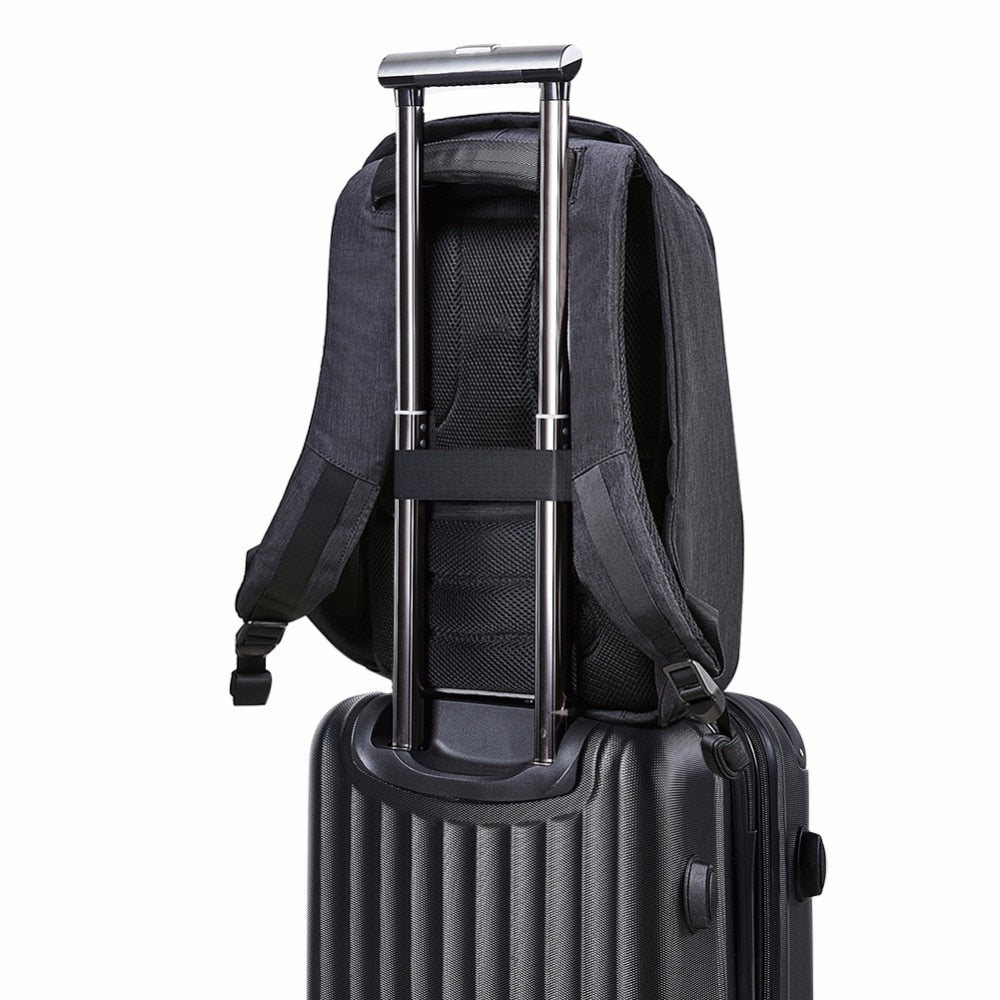 Mochila impermeável para laptop masculino de 15 polegadas, multifuncional, antifurto, com carregamento USB, ideal para viagens e escola.