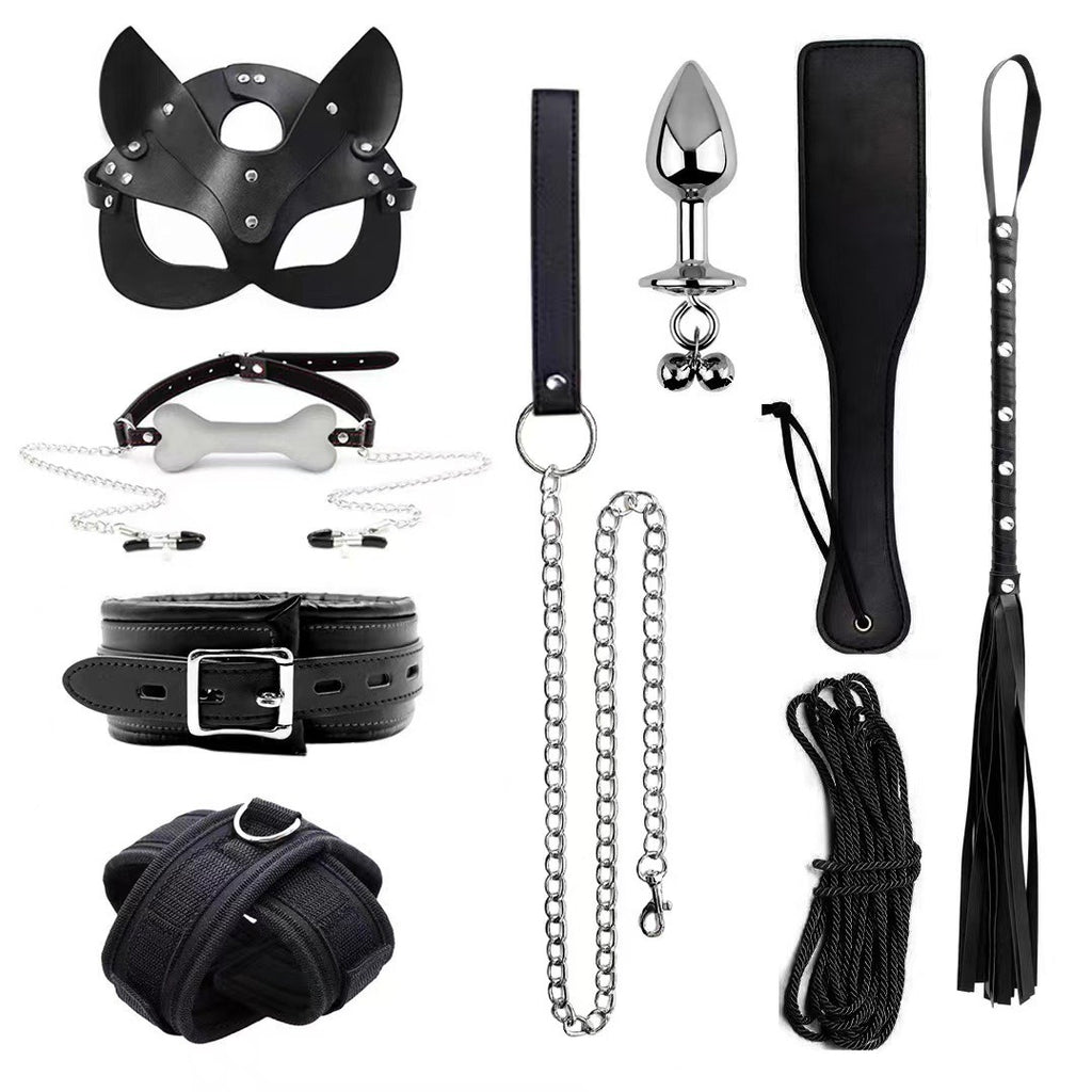 Conjunto de algemas e tornozeleiras de couro e esponja para condicionamento físico e bondage.