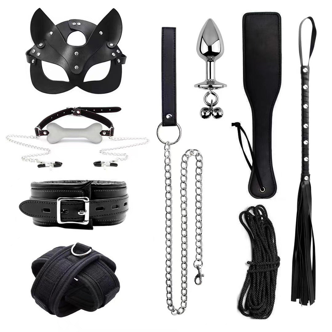 Conjunto de algemas e tornozeleiras de couro e esponja para condicionamento físico e bondage.