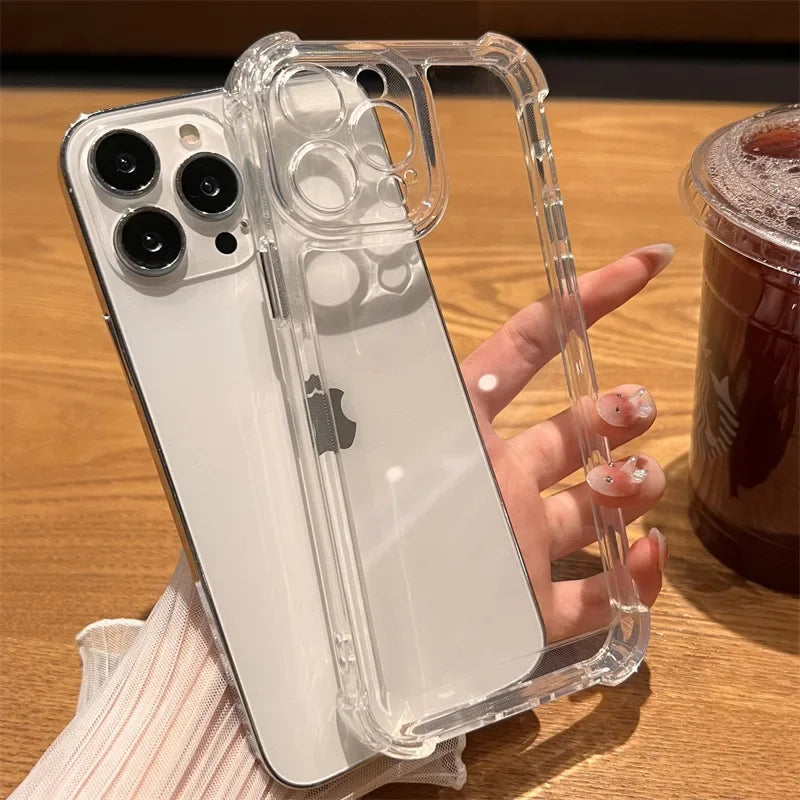 Capa de celular à prova de choque para iPhone 11 12 13 14 15 Pro Max Plus X XS XR em acrílico transparente