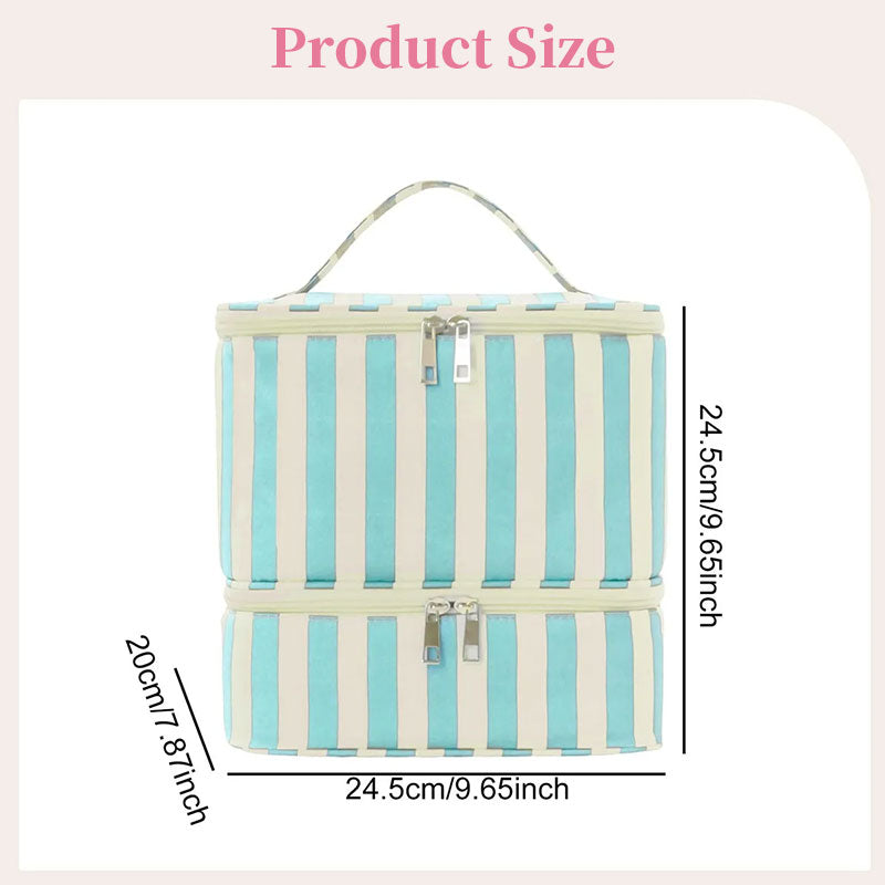 Estojo organizador de esmaltes e óleos essenciais de camada dupla, kit portátil com 30 compartimentos para cuidados com as unhas, estojo organizador para ferramentas de manicure.