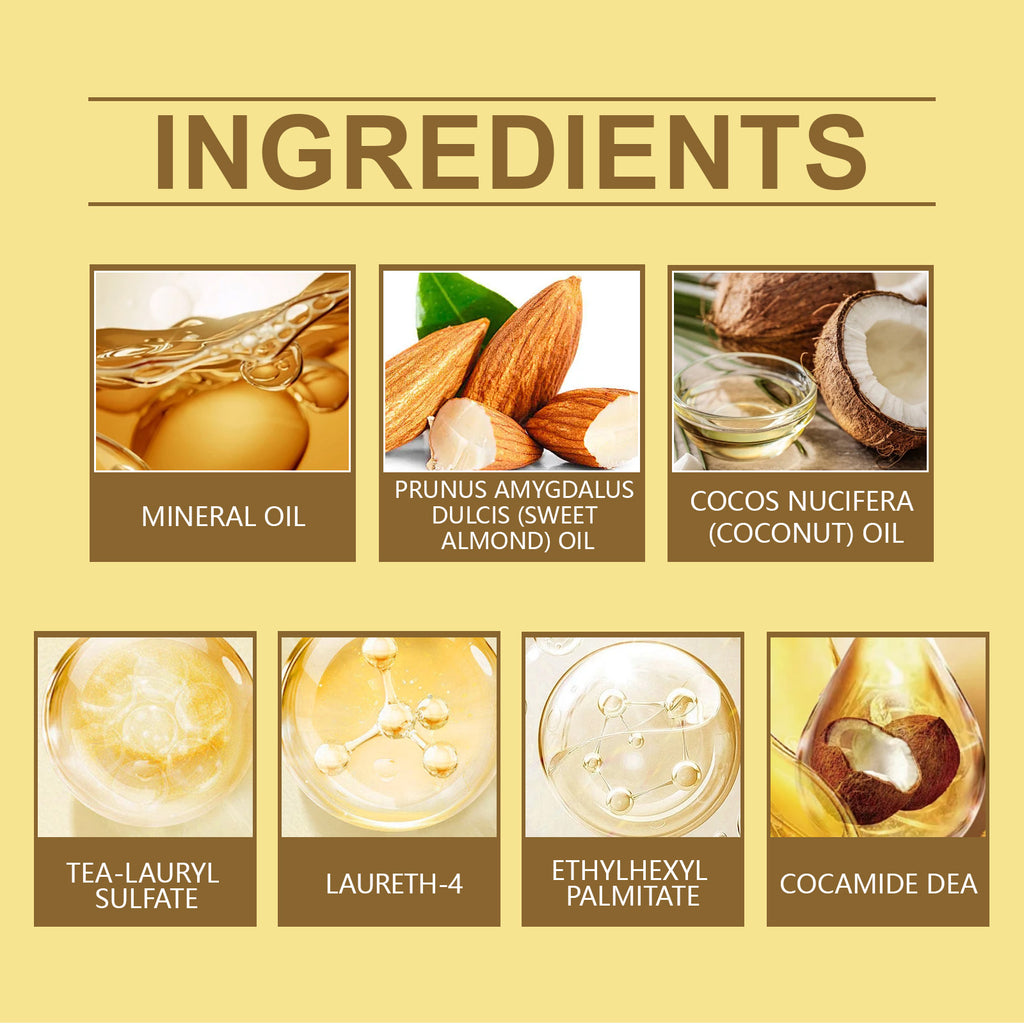 O óleo de banho de coco OceAura limpa suavemente a pele do corpo, hidratando, suavizando e nutrindo-a.