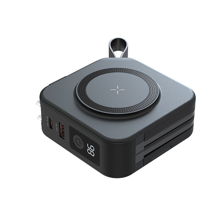 Carregador portátil sem fio magnético 5 em 1 de 22,5 W e 10000 mAh para viagens.