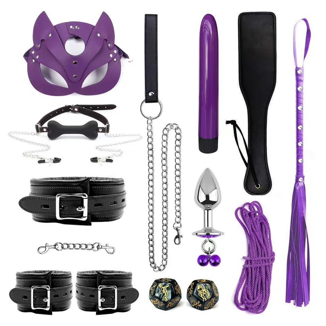 Conjunto de algemas e tornozeleiras de couro e esponja para condicionamento físico e bondage.