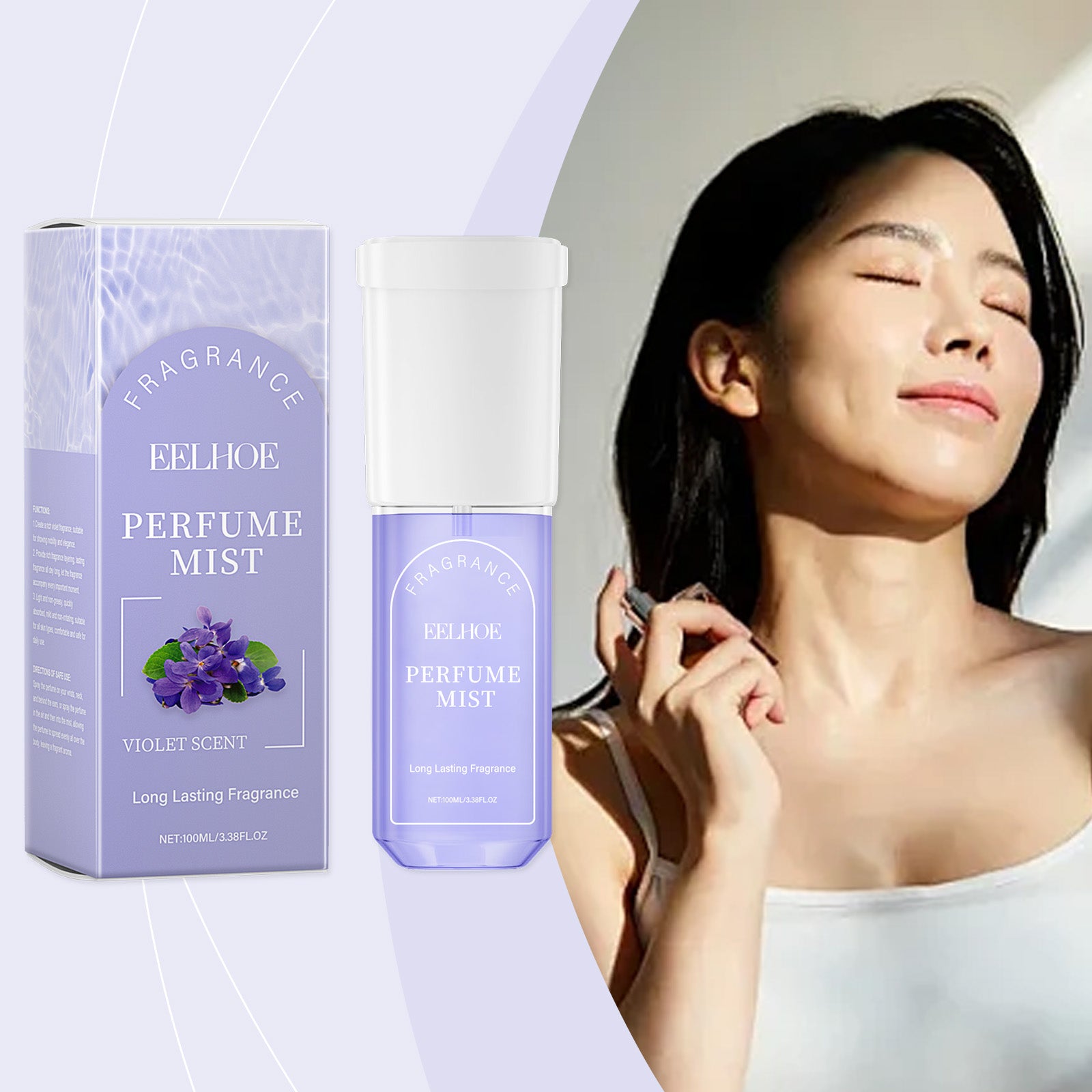 EELHOE Perfume Corporal em Spray Flor de Violeta, Fragrância Natural Fresca e Agradável, Leve e Delicada.