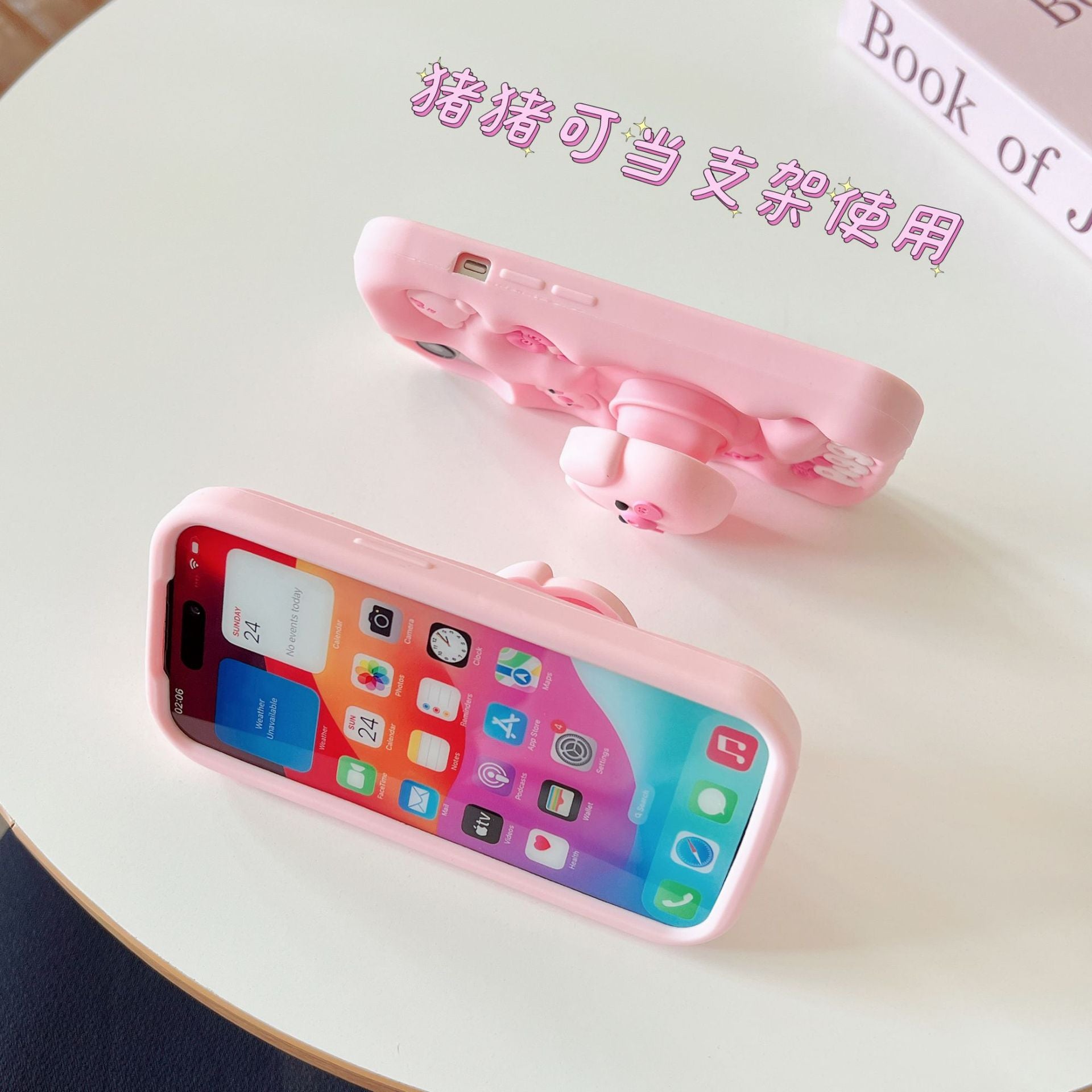 Capa protetora com suporte para iPhone 17 Pro Max, design de porco rosa, capa à prova de choque com cobertura total para iPhone 15/14/13/12 Pro