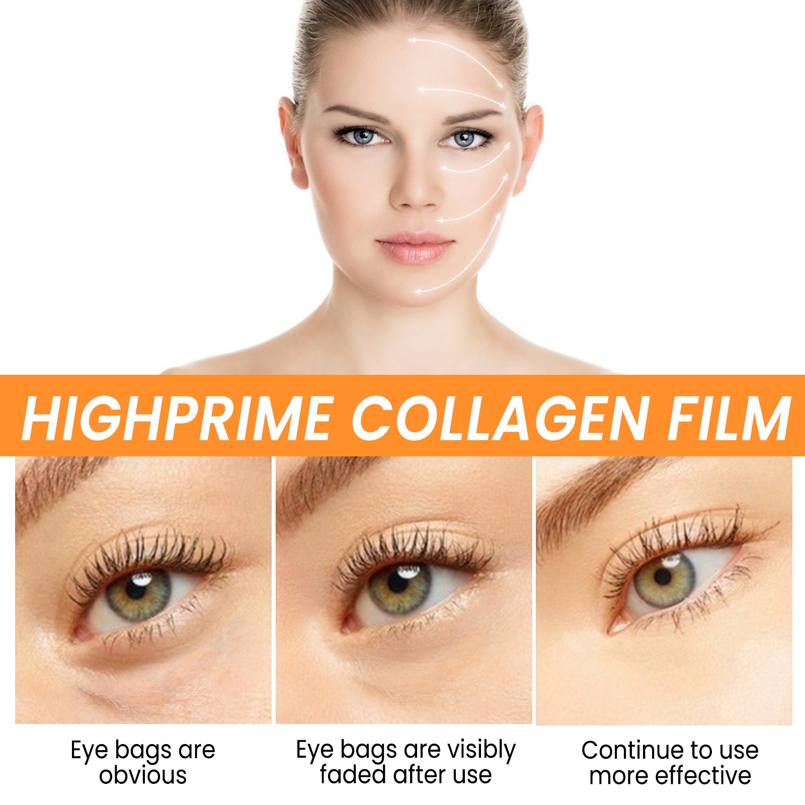Máscara para Olhos EELHOE com Colágeno Solúvel em Água, Atenua Linhas Finas, Bolsas e Olheiras, Hidratante e Firmadora.